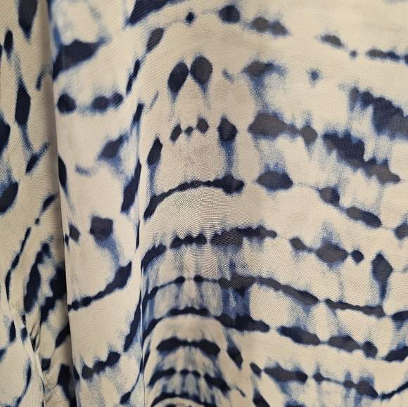 Hawaiian Tropic Tie-Dye Tunic Top Blue White Boho Beachwear P/S - Picture 3 of 9